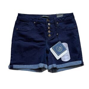 AZ Denim 5-Button Dark Wash Folded Hem Shorts Size 10 NWT